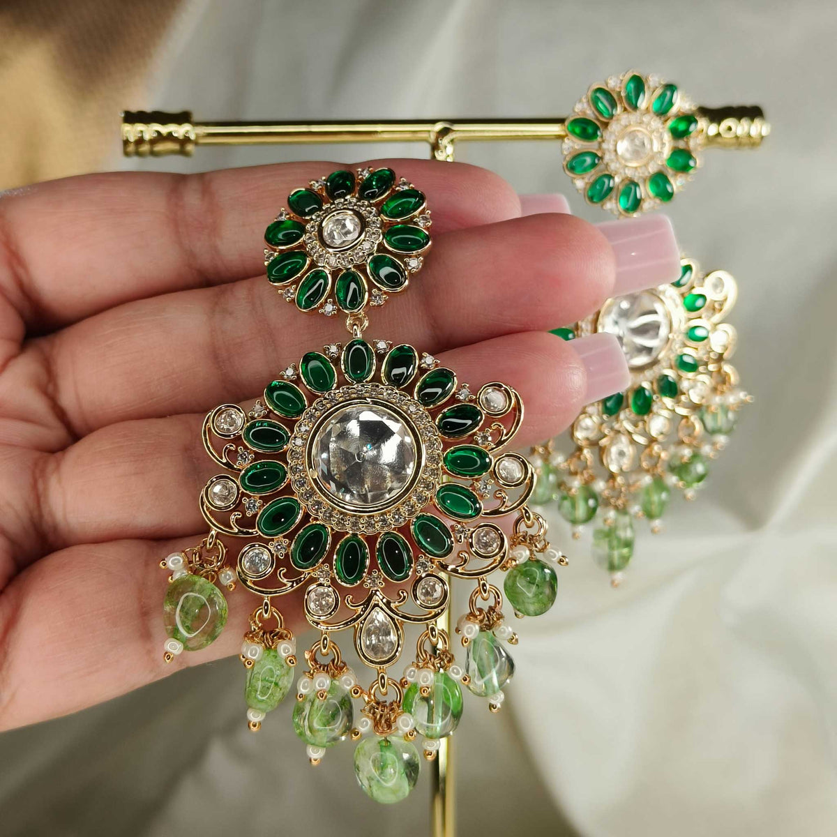 Jiva Emerald Danglers