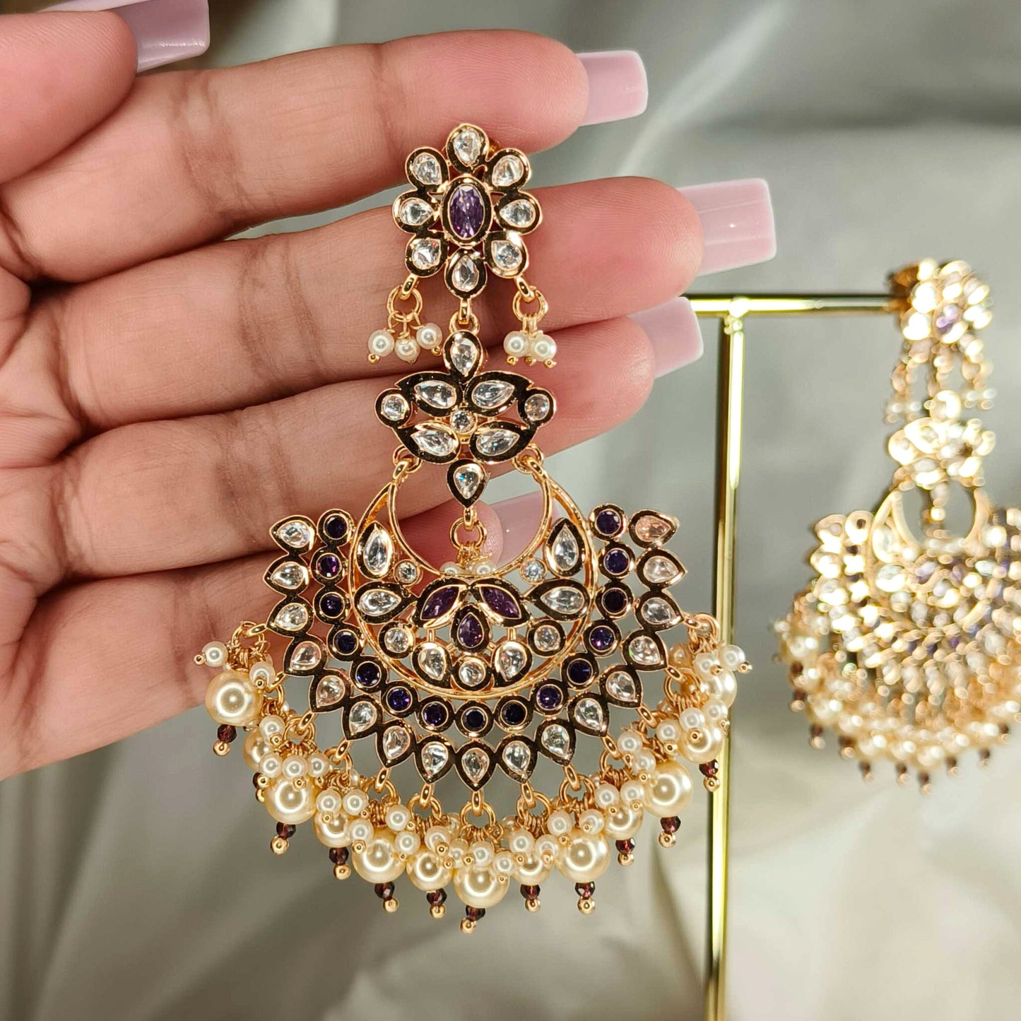 Chitrangada Purple Amethyst Chandbali