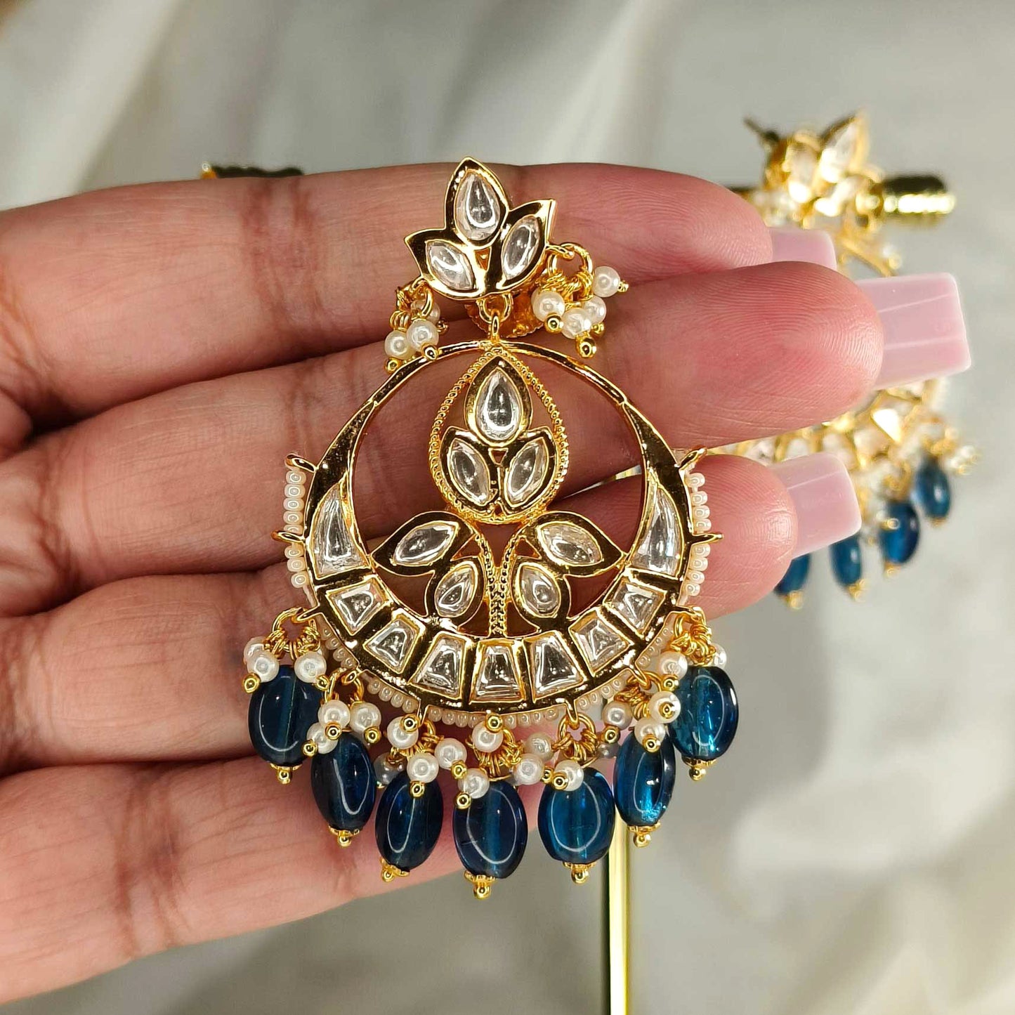 Ishika Blue Chandbali