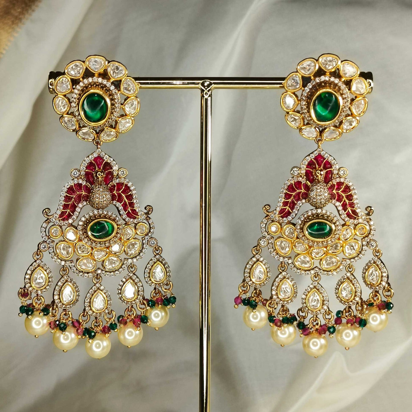 Gandharva Ruby Emerald Danglers