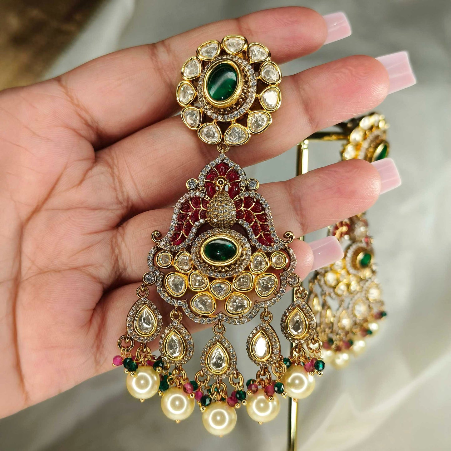 Gandharva Ruby Emerald Danglers