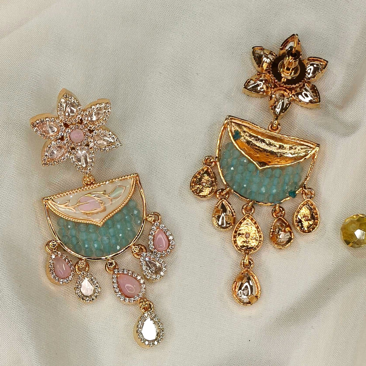 Ulka Mint Pink Danglers