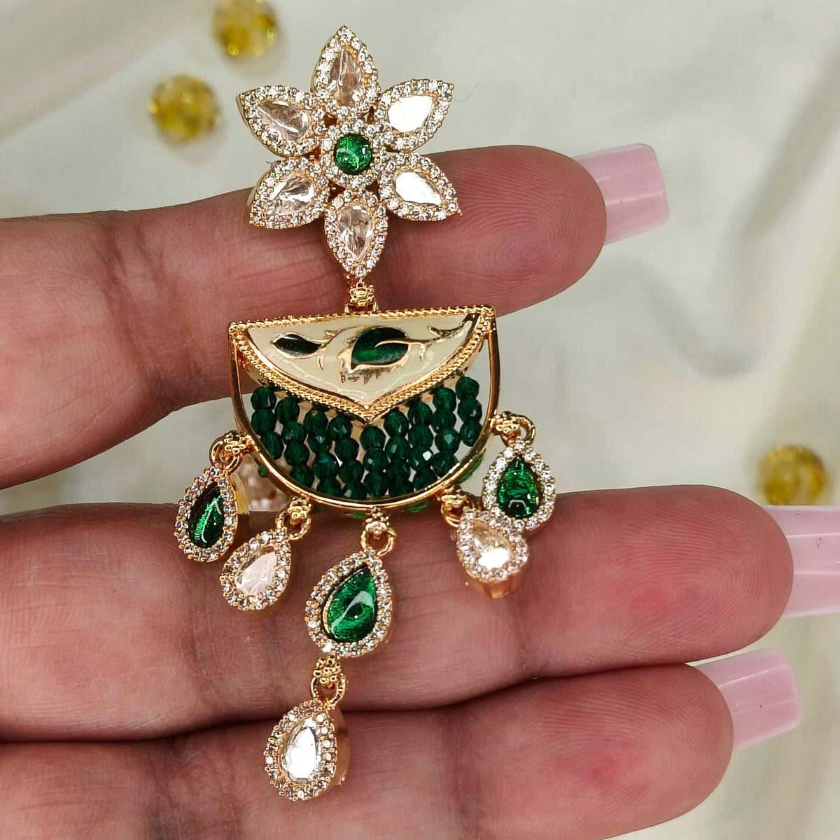 Ulka Emerald Danglers