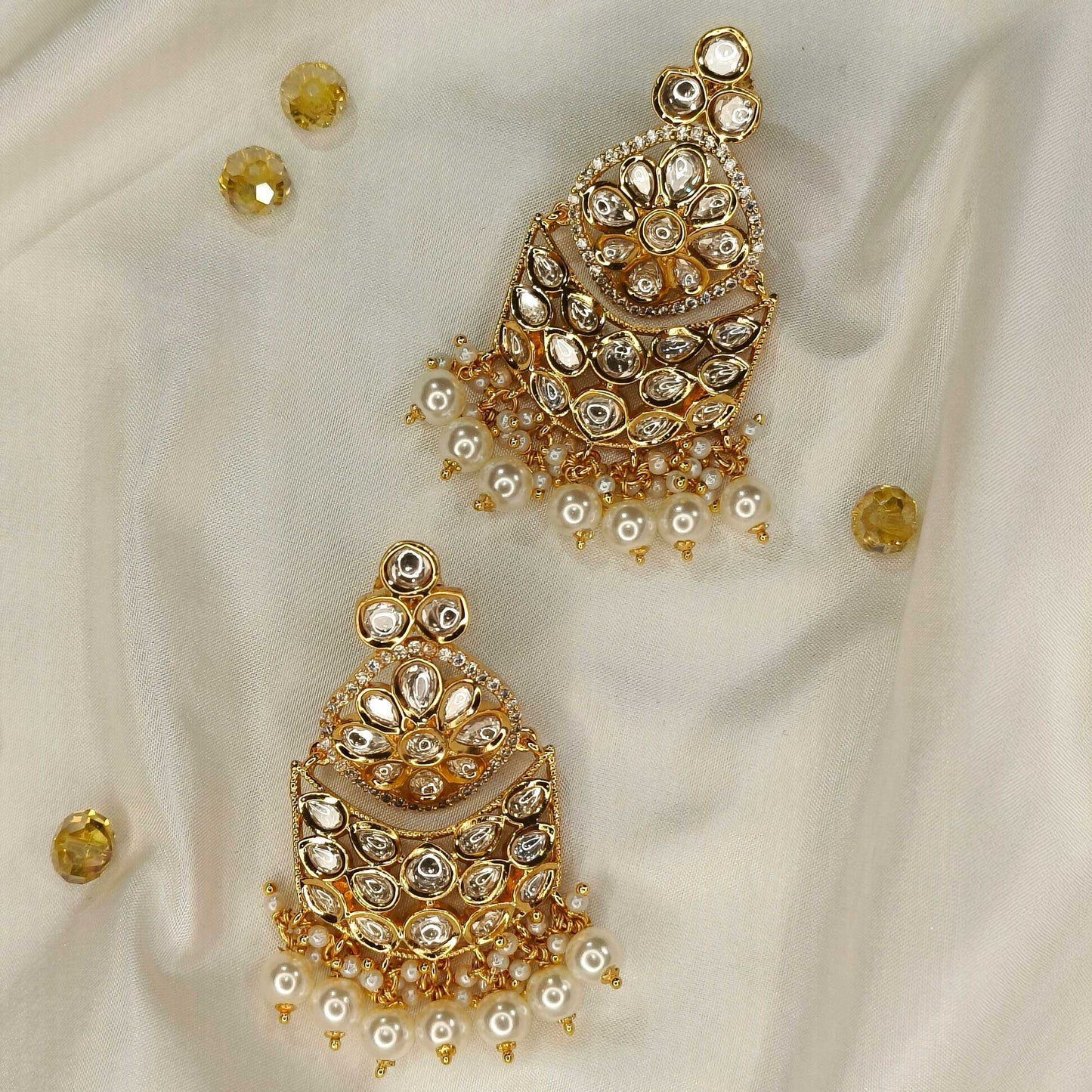 Leena Pearl White Danglers