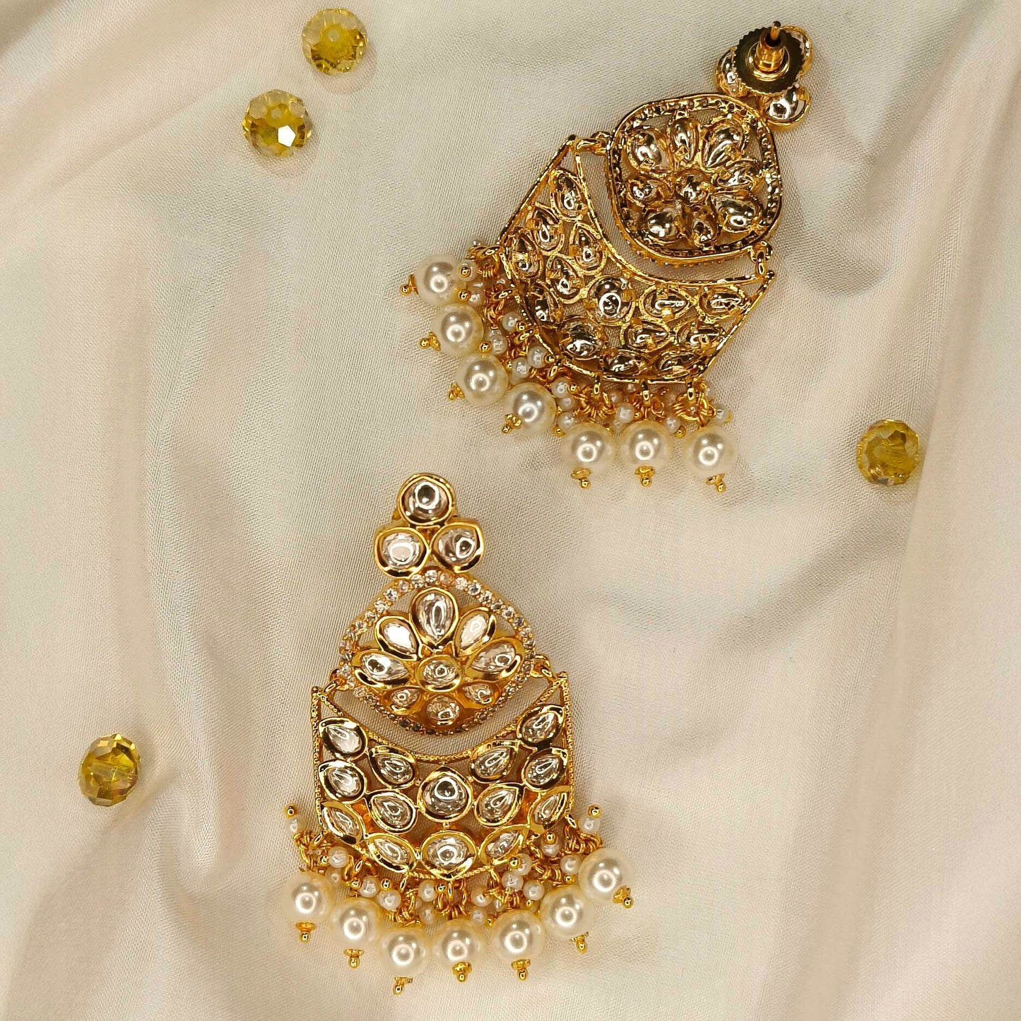 Leena Pearl White Danglers