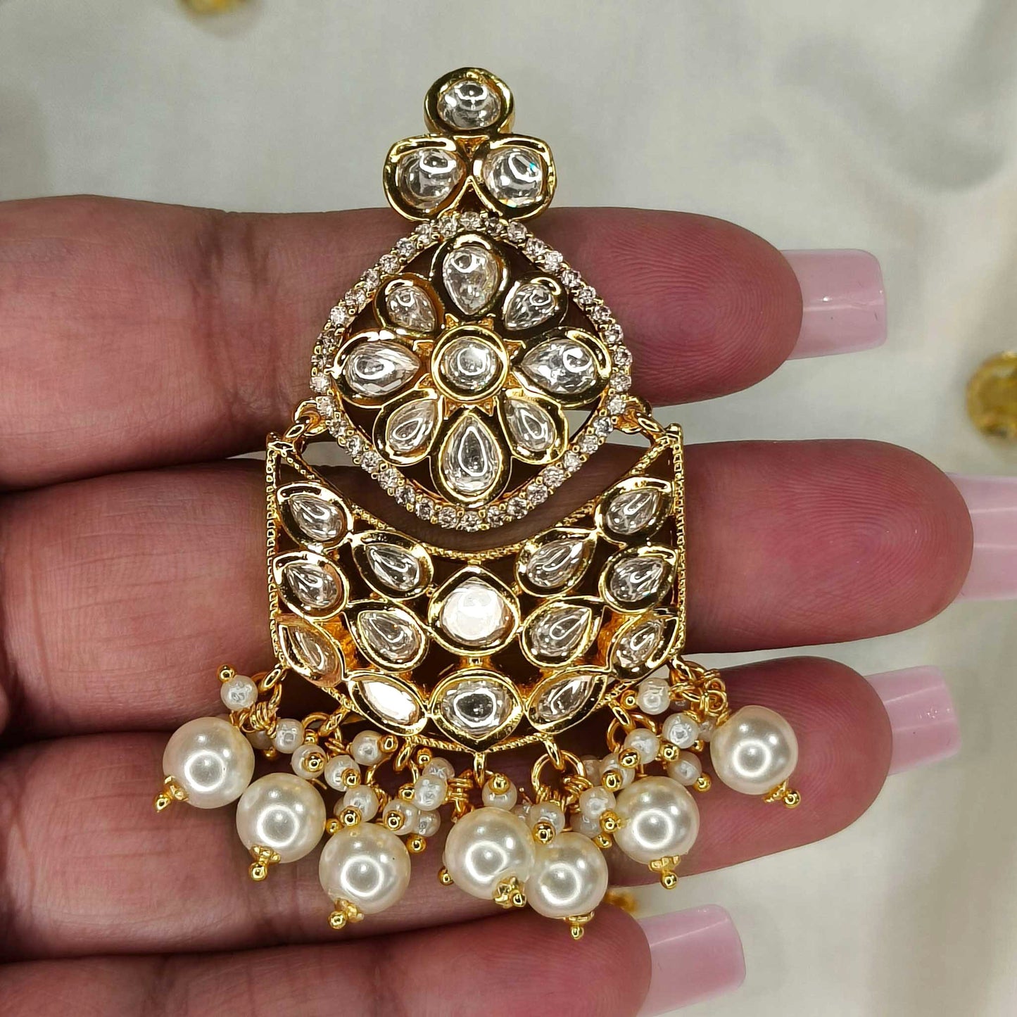 Leena Pearl White Danglers