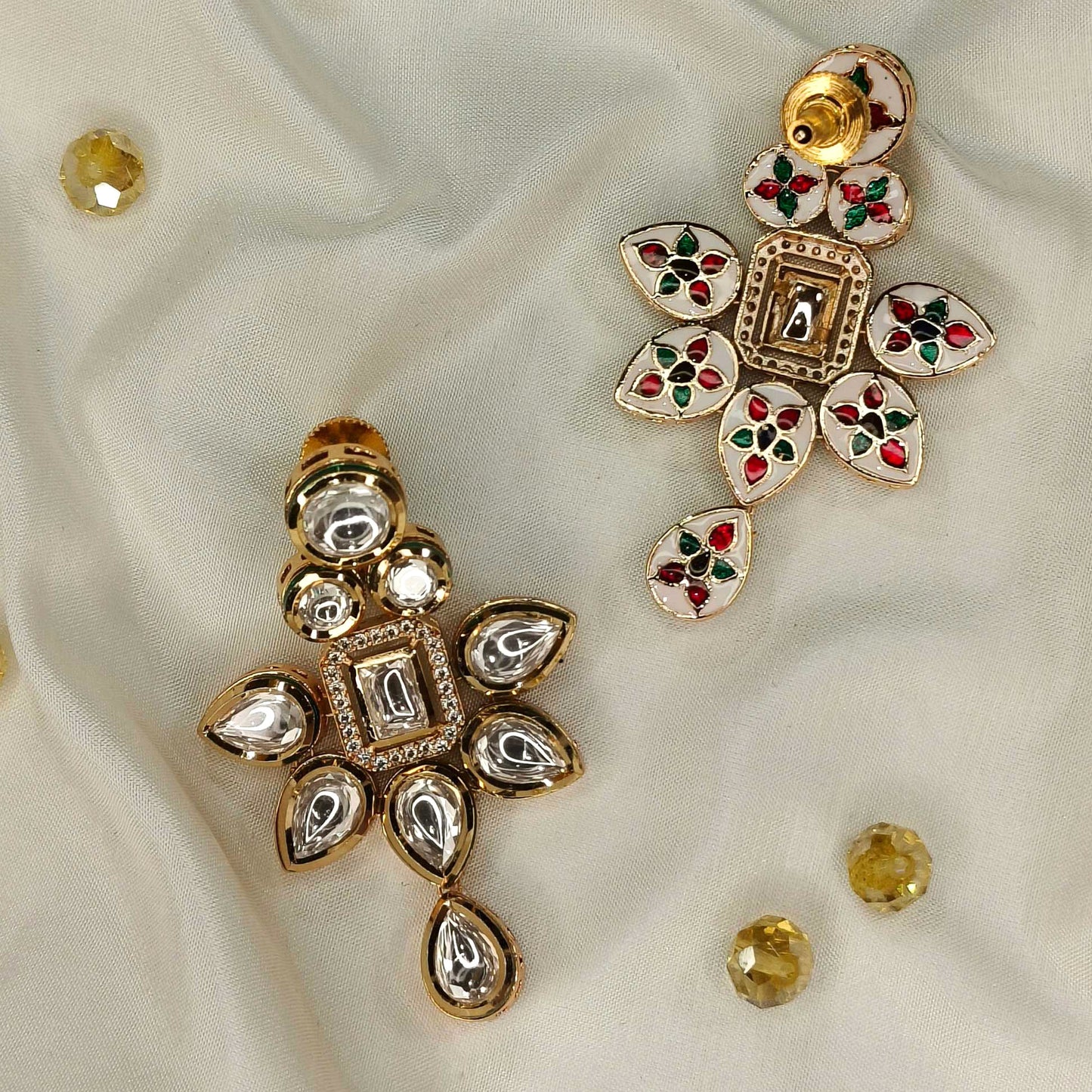 White Madhavi Danglers
