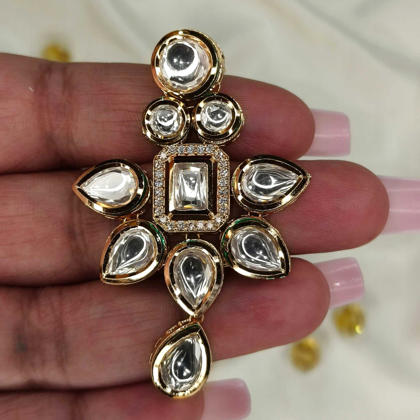 White Madhavi Danglers
