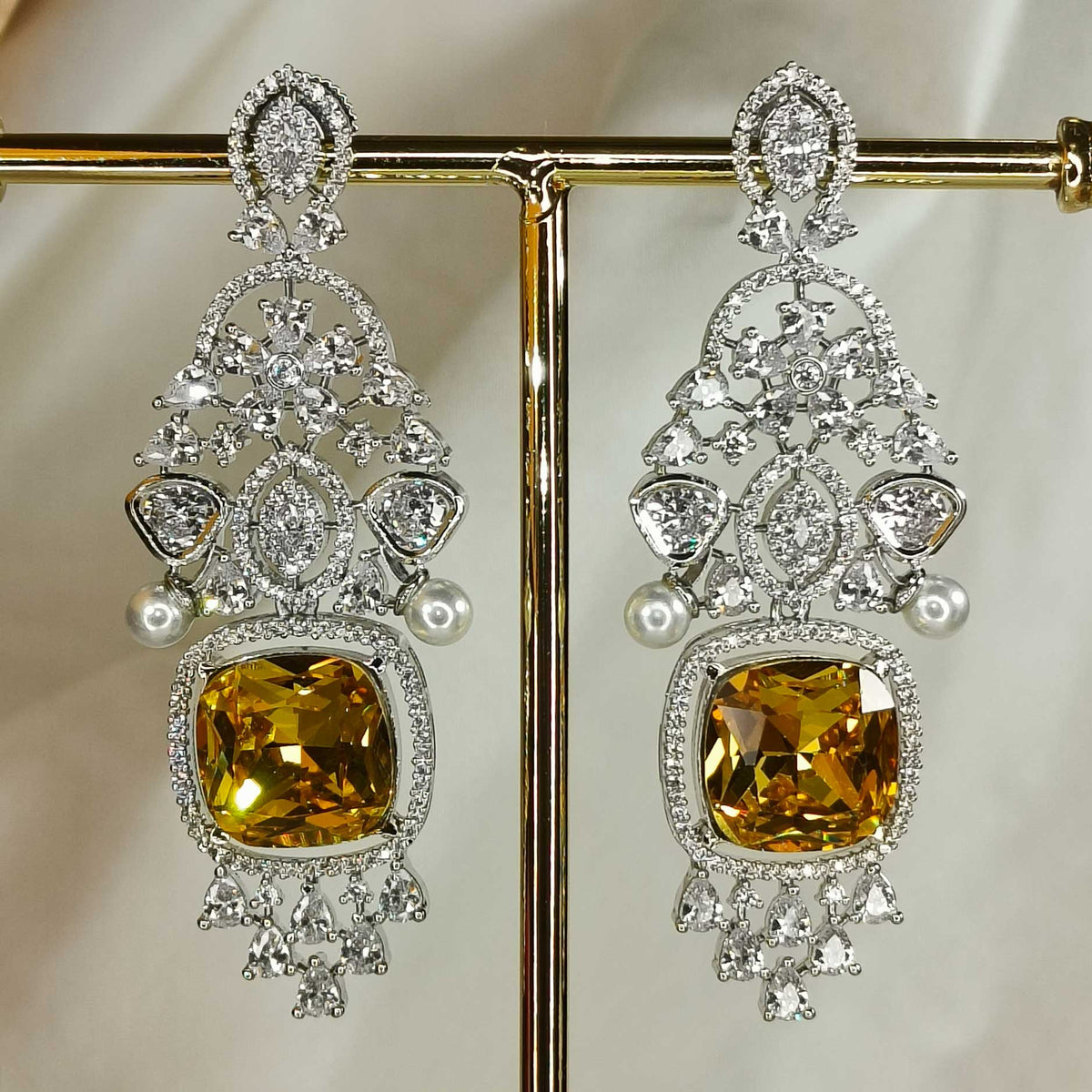 Yellow Topaz Noor Danglers