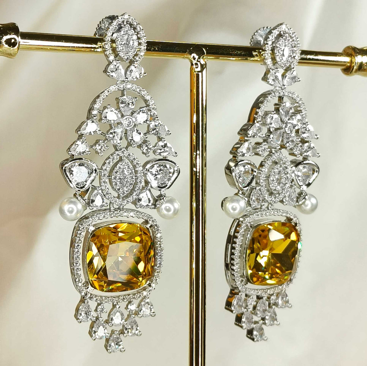 Yellow Topaz Noor Danglers