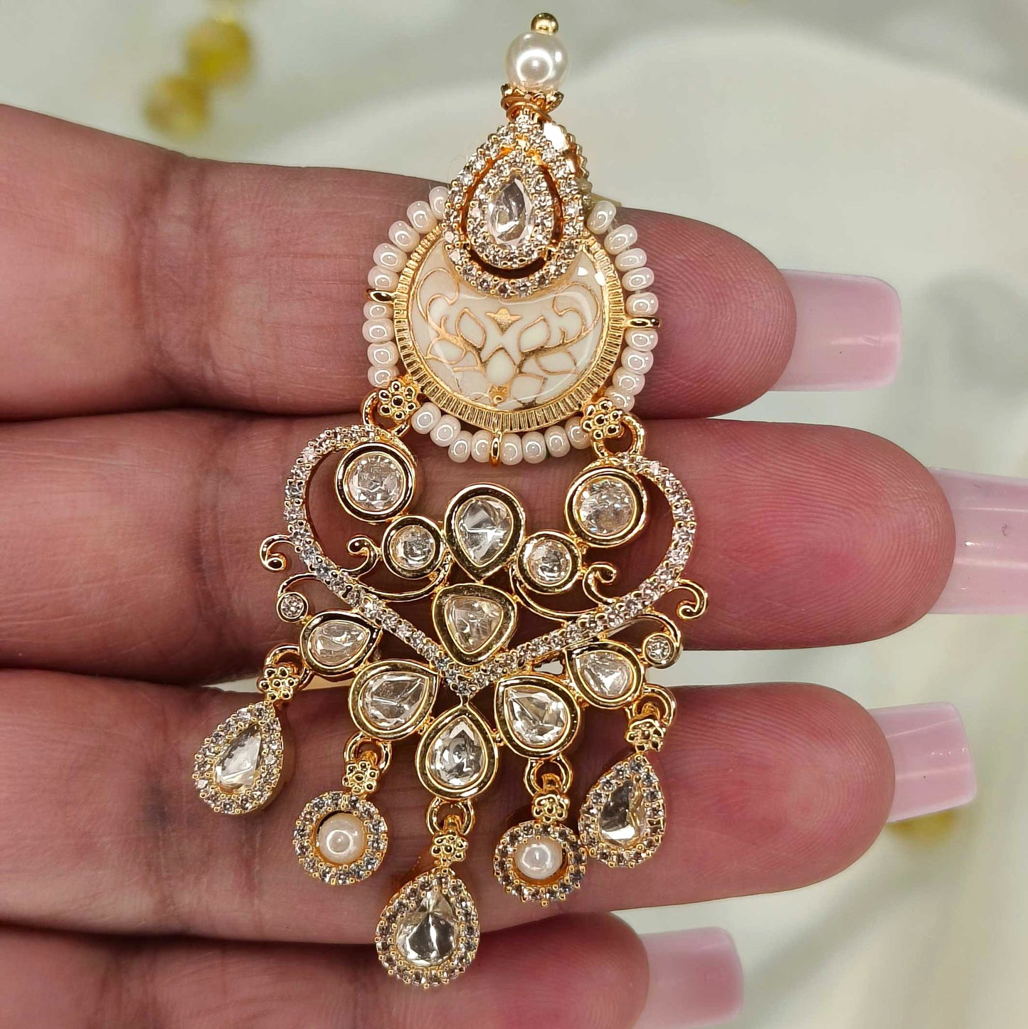 Jivya Pearl White Danglers