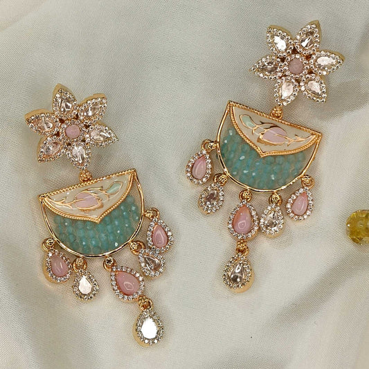 Ulka Mint Pink Danglers
