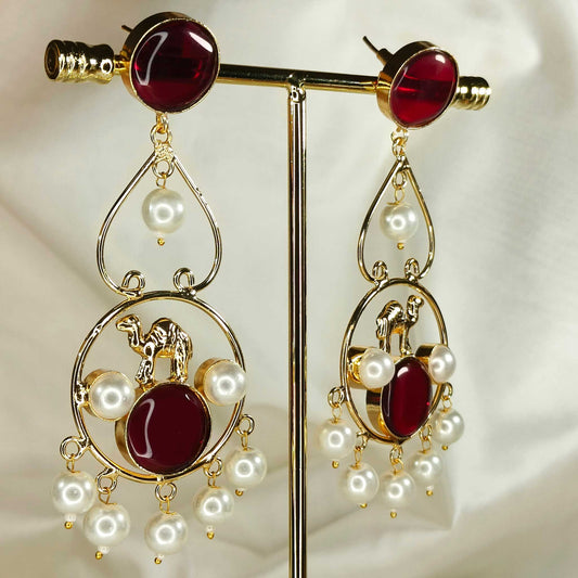 Dark Ruby Karabhi Danglers