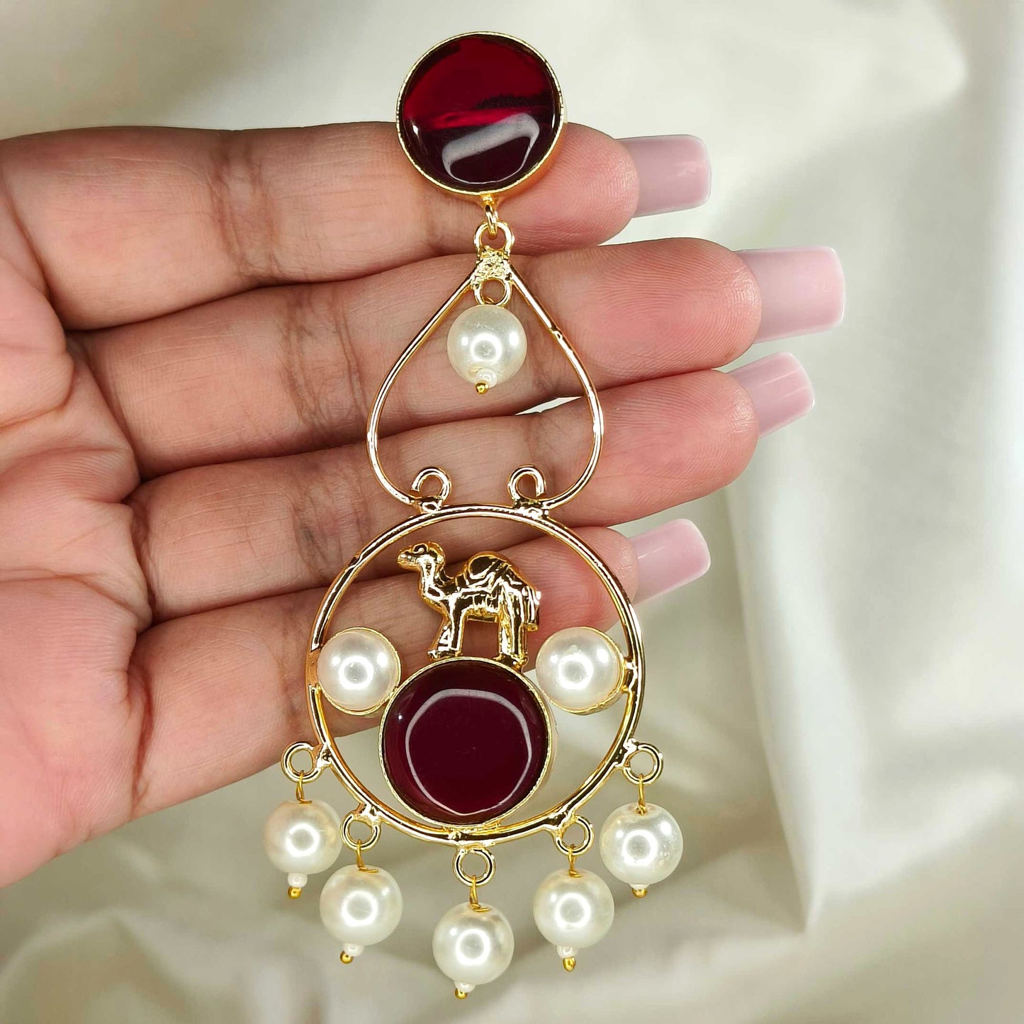 Dark Ruby Karabhi Danglers